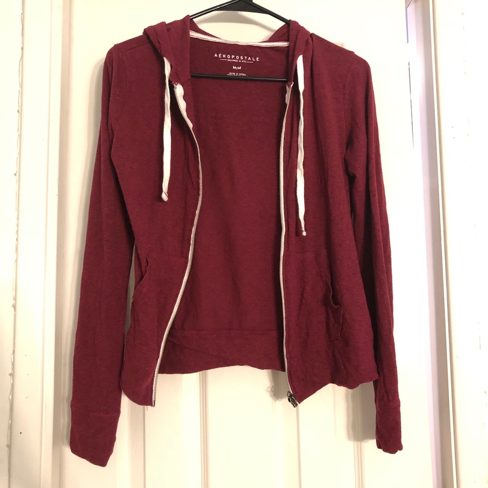 Thin Maroon Zip Up